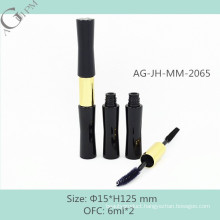 AG-JH-MM-2065 AGPM Cosmetics Packaging Shining Golden Custom 6ml*2 Circular Double-side Mascara Tube With Brush